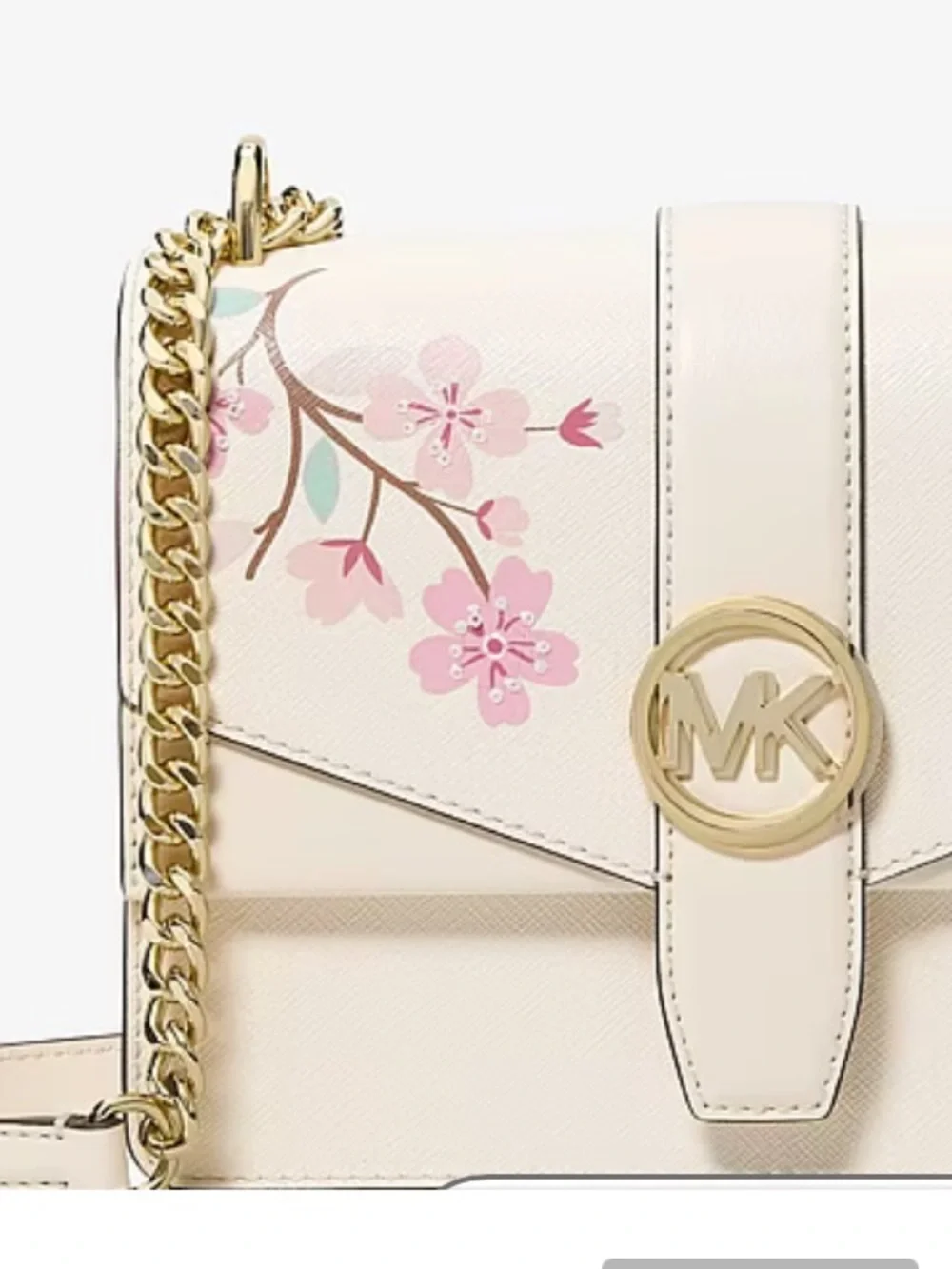 MICHAEL KORS Greenwich Small Embellished Crossbody Bag Light Cream Multi NWT